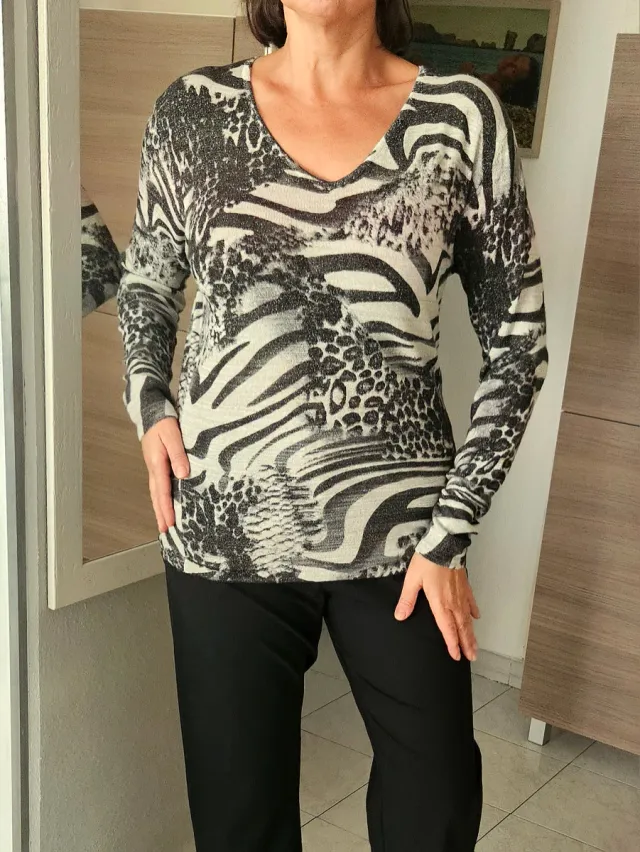 Maglione zebrato L morbido elegante