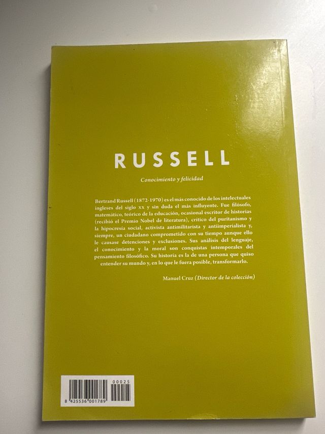 Libro Conocimiento y Felicidad de Russell