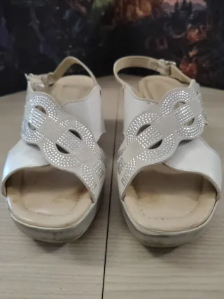 Sandali donna zeppa bianchi argento