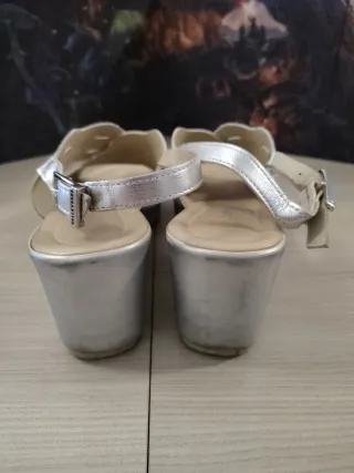 Sandali donna zeppa bianchi argento