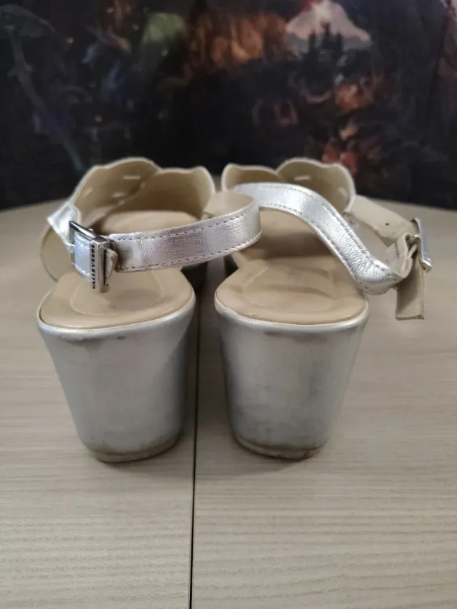 Sandali donna zeppa bianchi argento