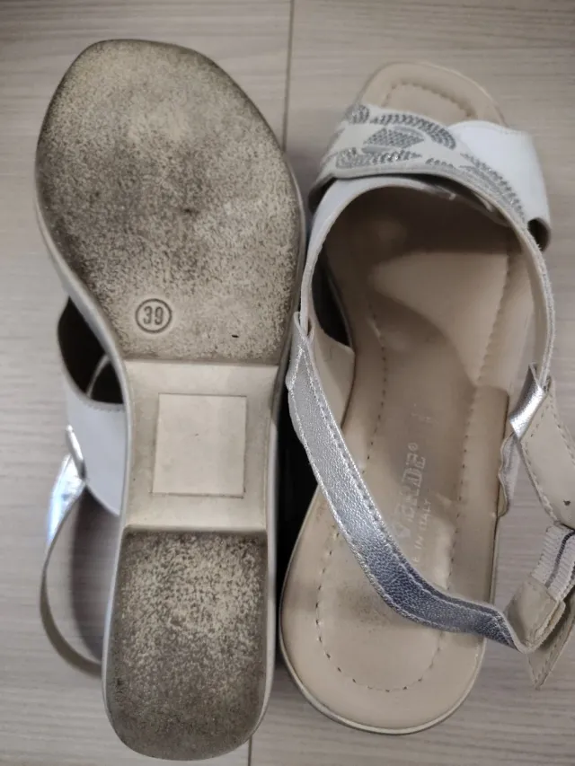 Sandali donna zeppa bianchi argento