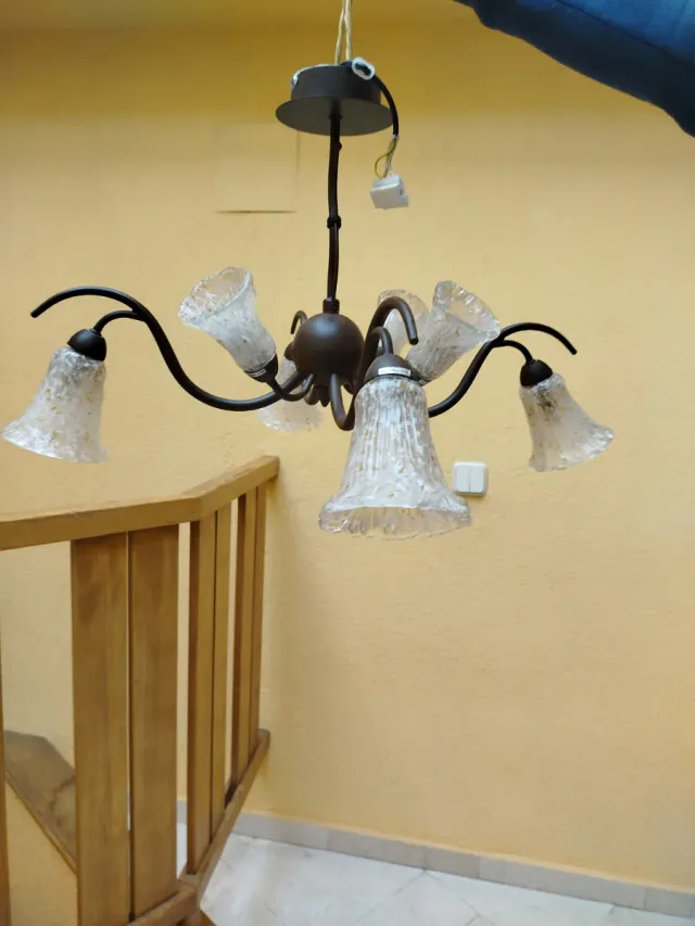 Lampada da soffitto in vetro e metallo