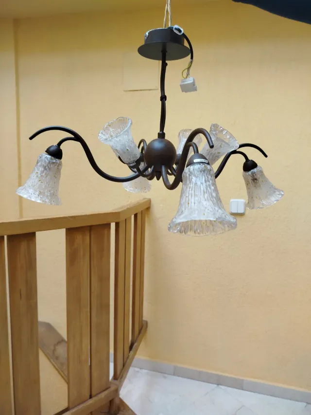 Lampada da soffitto in vetro e metallo