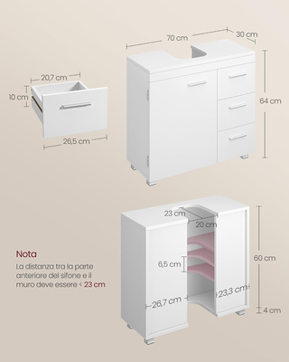 Mobile Sottolavabo per Bagno, Mobiletto da Bagno,
