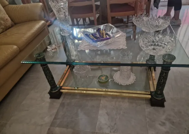 Mesa de centro cristal y metal dorado tf 636717384