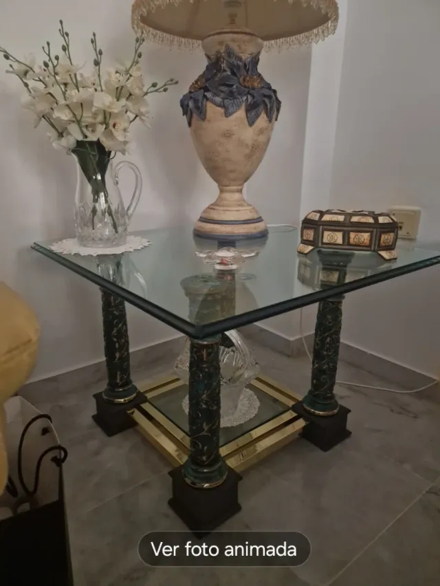 Mesa de centro cristal y metal dorado tf 636717384