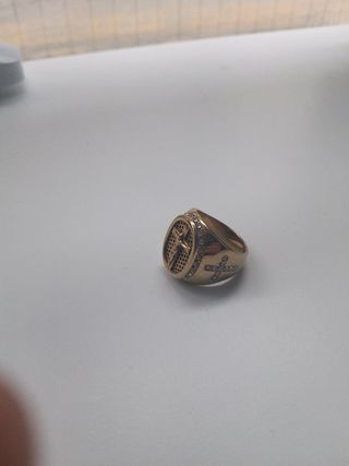 Anillo Sello Acero Inoxidable Cruz Dorado