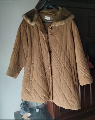 Abrigo acolchado marrón para mujer,T.60,como nuevo