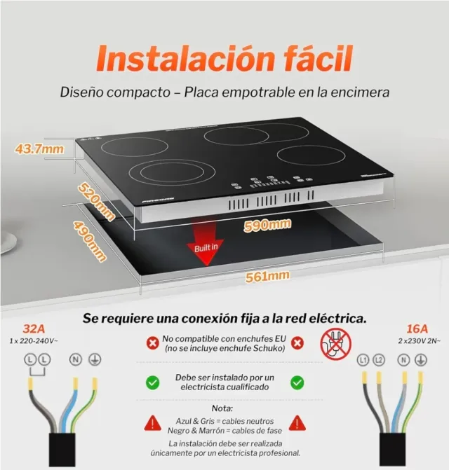 Placa Vitrocerámica Encastrable 60 cm