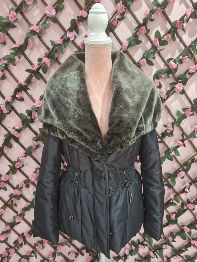 Anorak Zara Mujer Negro/Gris