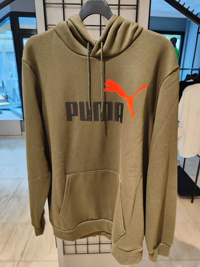 Sudadera Puma Verde con Logo Naranja