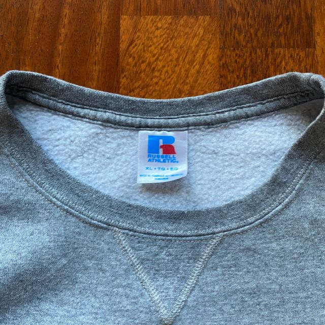 Sudadera Russell Gris No Capucha Vintage Americano