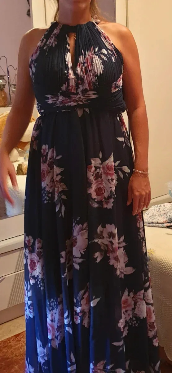 Vestido fiesta estampado floral azul