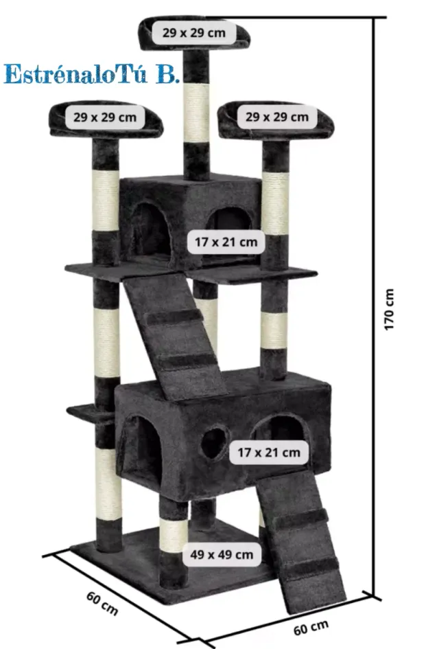 Árbol Torre Rascador Negro Gatos 