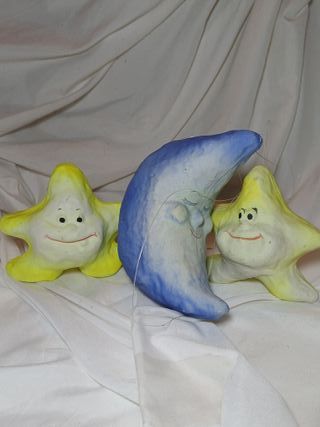 Móvil estrellas y luna papel maché