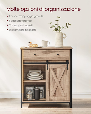 Credenza, Mobile da Cucina, Portaoggetti, con Anta