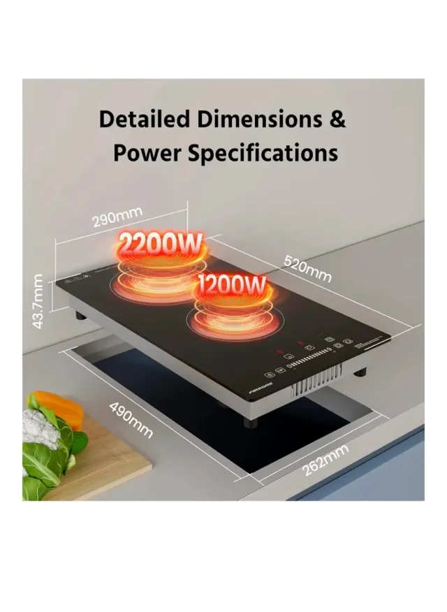 Placa Vitrocerámica FIREGAS 2 fuegos 3400W