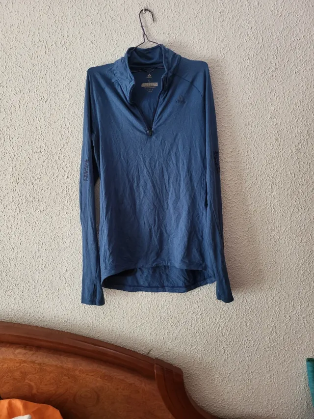 Camiseta Adidas Hombre Azul Media Cremallera