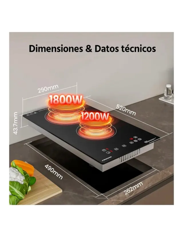 FIREGAS Placa Vitrocerámica Eléctrica 2 Fuegos