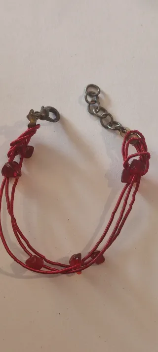 Conjunto collar ,pulsera y anillo piedras rojas