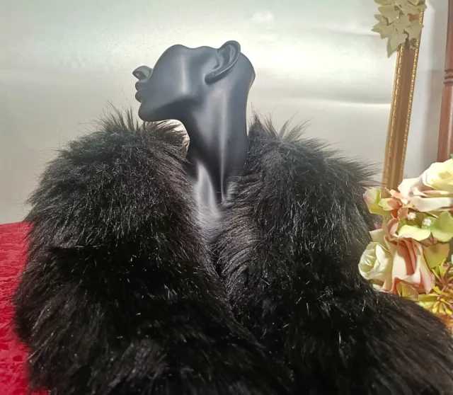 Cuello/Bufanda Negra Elegante Pelo Sintético