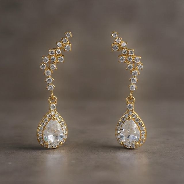 Pendientes Ala Ángel Plata 950 baño oro 18kt