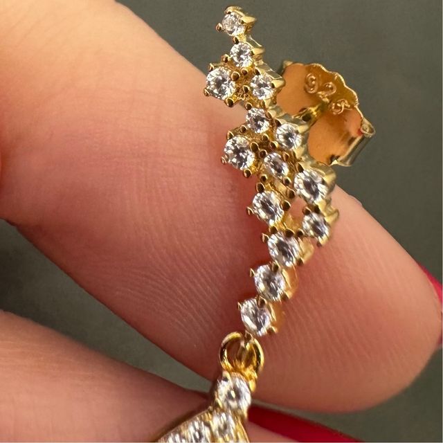 Pendientes Ala Ángel Plata 950 baño oro 18kt