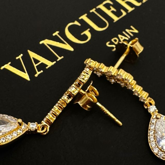 Pendientes Ala Ángel Plata 950 baño oro 18kt