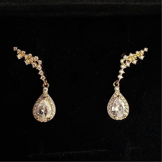 Pendientes Ala Ángel Plata 950 baño oro 18kt