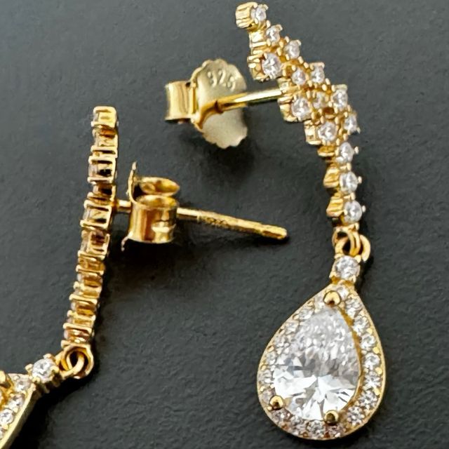 Pendientes Ala Ángel Plata 950 baño oro 18kt