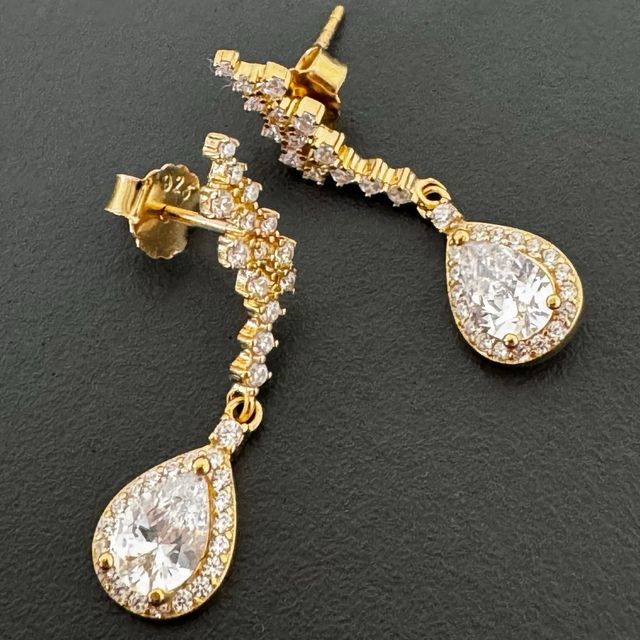 Pendientes Ala Ángel Plata 950 baño oro 18kt