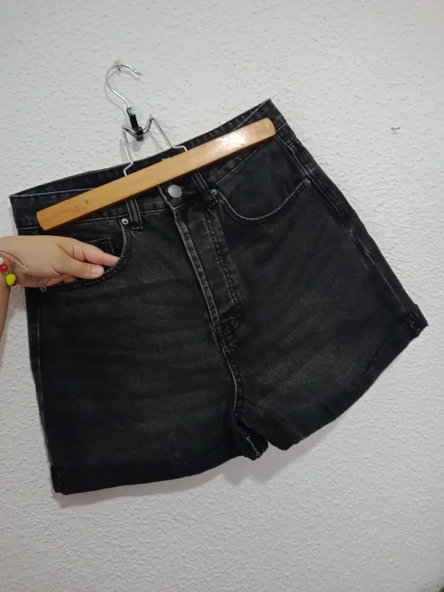 Pantalón corto vaquero gris oscuro mujer T. M