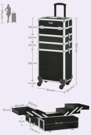 Maletín de maquillaje profesional con ruedas