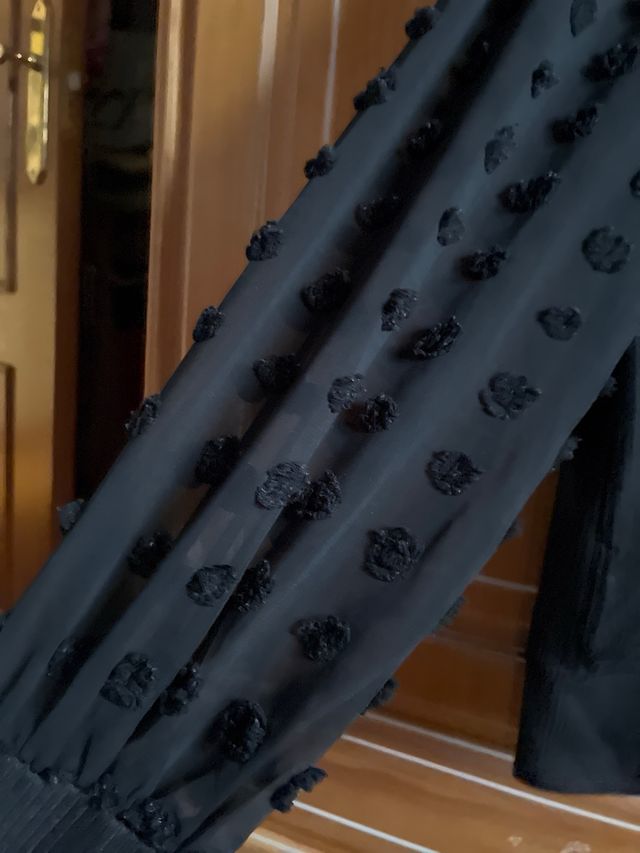 Blusa negra con mangas transparentes