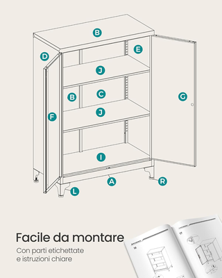 Armadietto in Metallo, Mobiletto Multiuso, Armadio