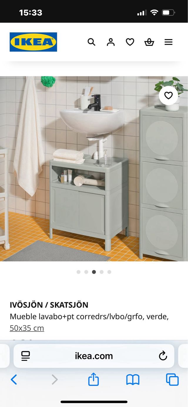 IVÖSJÖN Armario de lavabo bajo, verde IKEA. Nuevo