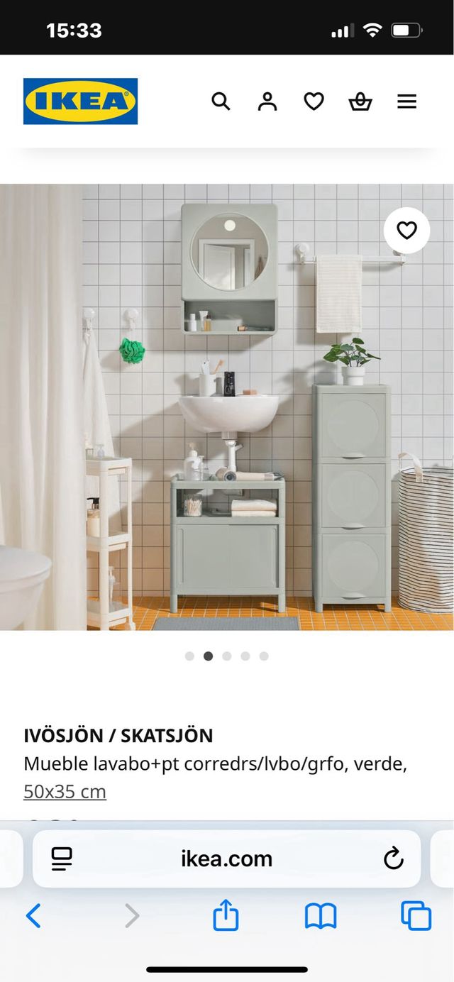 IVÖSJÖN Armario de lavabo bajo, verde IKEA. Nuevo