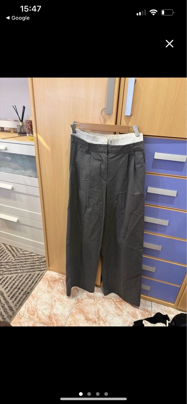 Pantalón vestir gris cinturilla