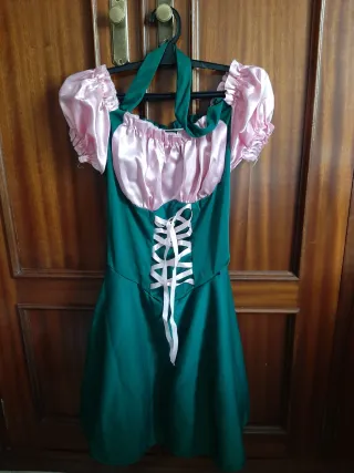 Disfraz cabaret verde y rosa talla única