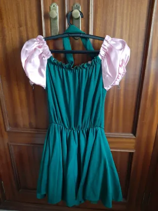 Disfraz cabaret verde y rosa talla única
