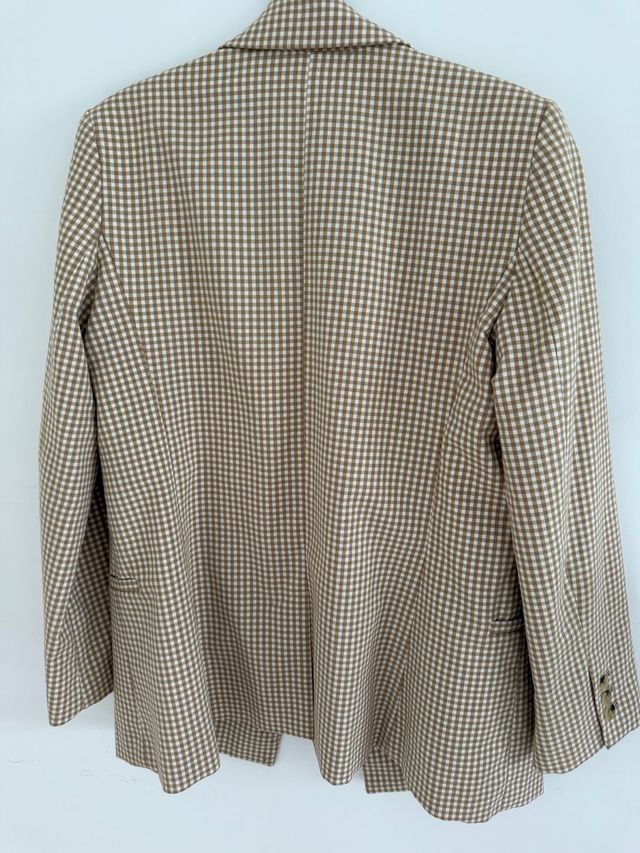 Blazer cuadros vichy Mango beige/marrón