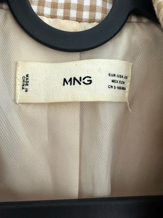 Blazer cuadros vichy Mango beige/marrón