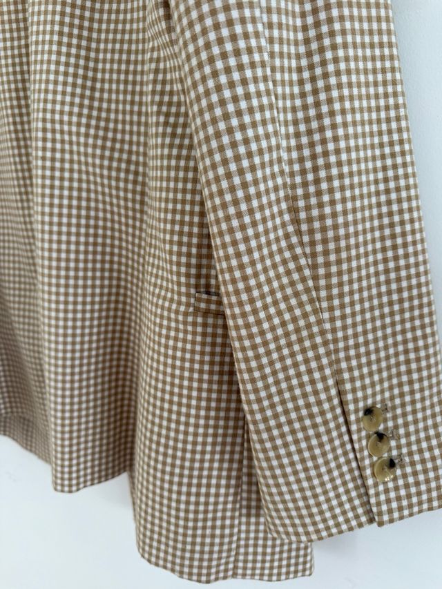 Blazer cuadros vichy Mango beige/marrón