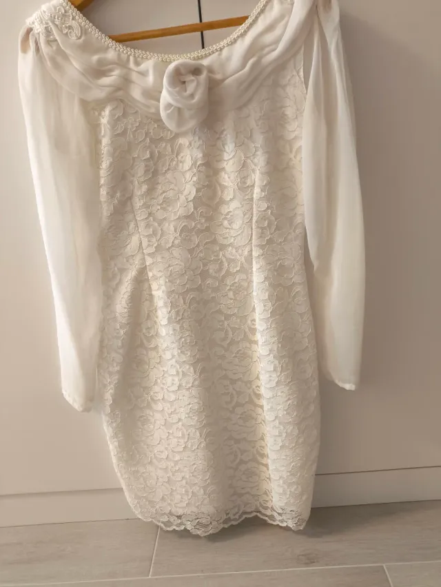 Vestido corto encaje blanco