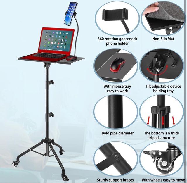 Trípode con ruedas para portátil y proyector
