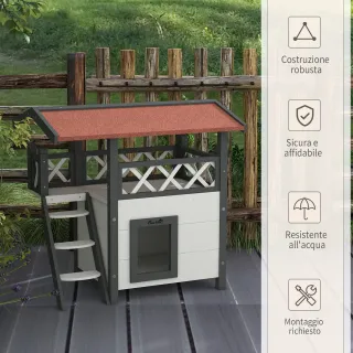 Casetta per gatti in legno nuova