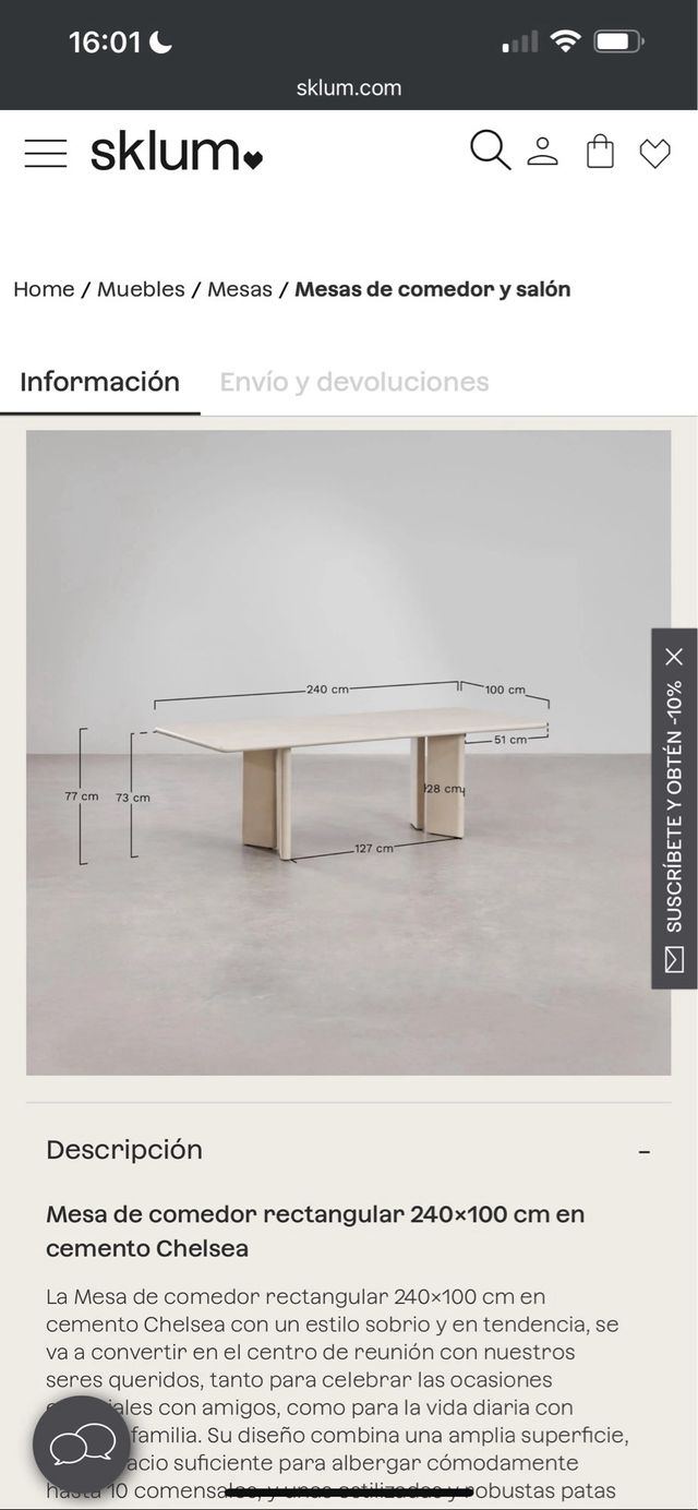 Mesa comedor y 6 sillas