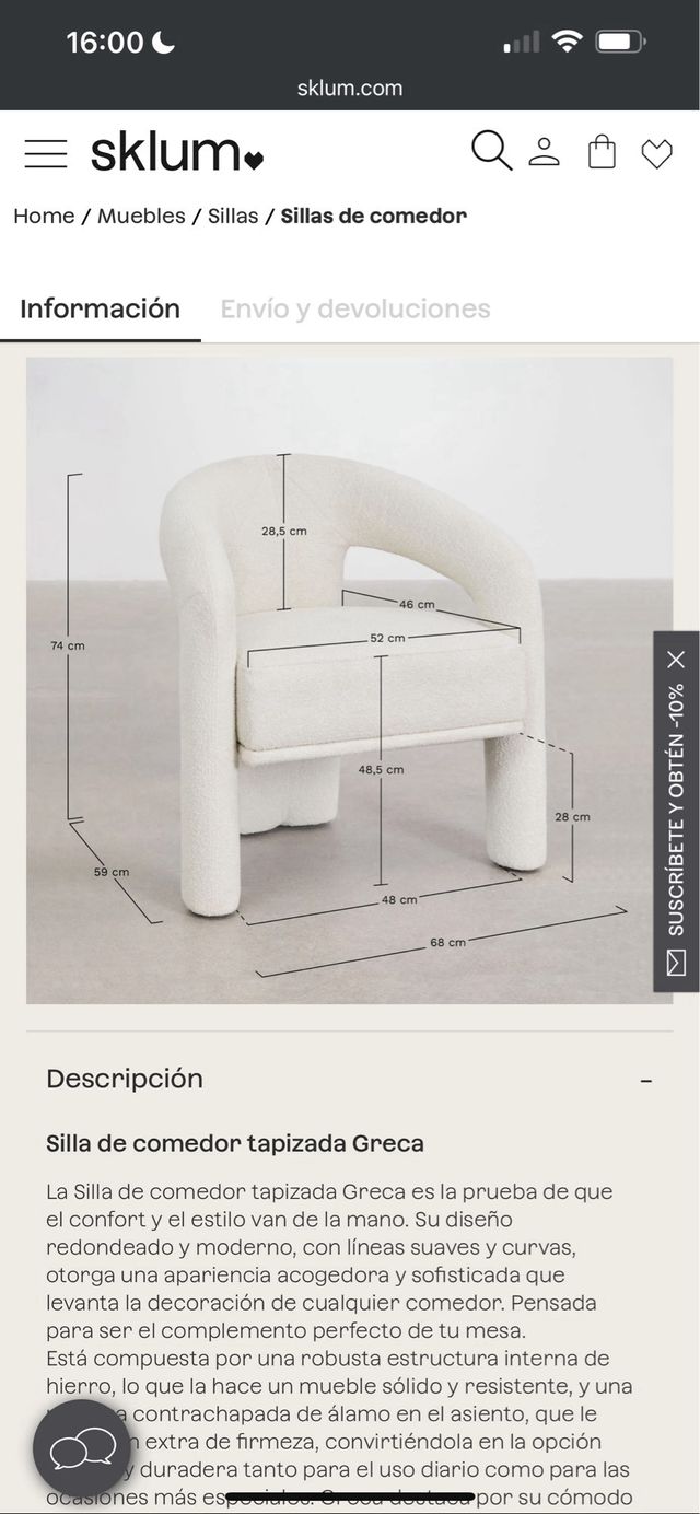Mesa comedor y 6 sillas
