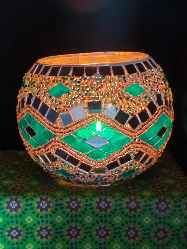 Portavelas Mosaico Cristal Multicolor